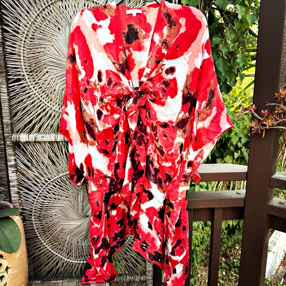 Red Scarf kimono topper